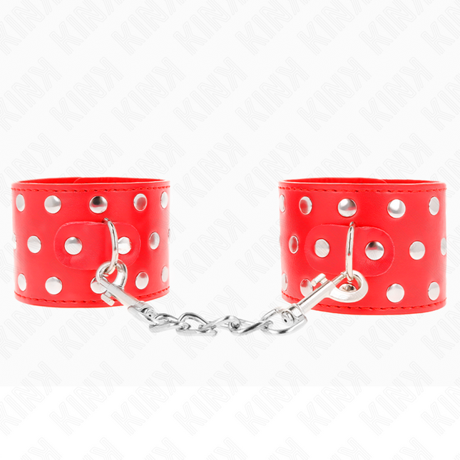 KINK - APPAREILS DE RETENUE POIGNETS AVEC FERMETURE PRESSION PLEINE DE RIVETS ROUGE AJUSTABLE 19-24 CM X 5,5 CM by KINK WRIST RESTRAINT