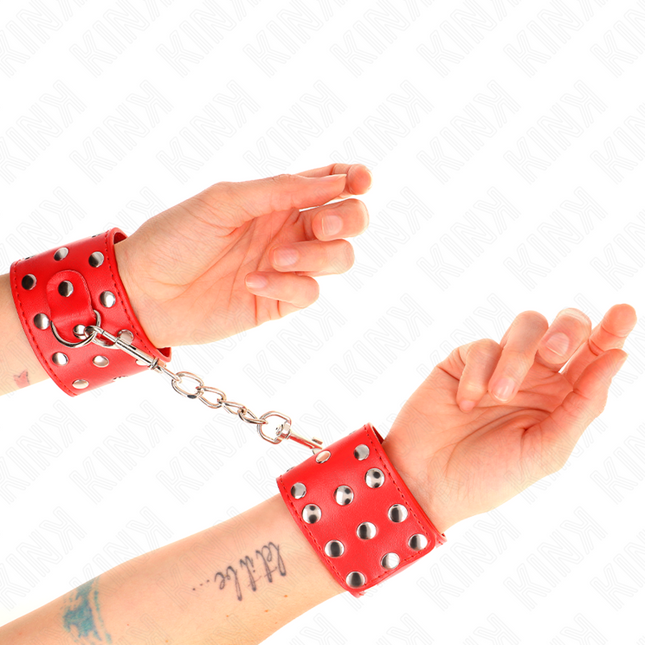 KINK - APPAREILS DE RETENUE POIGNETS AVEC FERMETURE PRESSION PLEINE DE RIVETS ROUGE AJUSTABLE 19-24 CM X 5,5 CM by KINK WRIST RESTRAINT