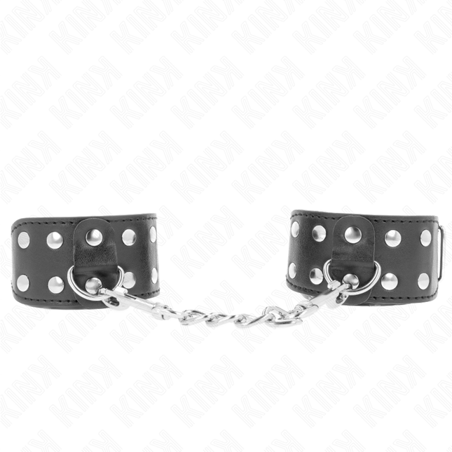 KINK - BRACELETS AVEC DOUBLE LIGNE DE CLOUS RÉGLABLES NOIR by KINK WRIST RESTRAINT