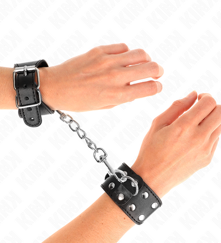 KINK - BRACELETS AVEC DOUBLE LIGNE DE CLOUS RÉGLABLES NOIR by KINK WRIST RESTRAINT