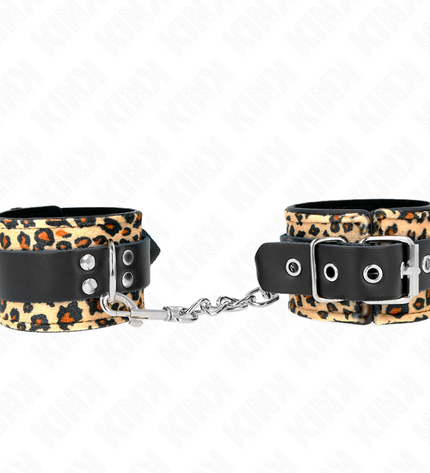 KINK - RETENUE-POIGNET EN CUIR VRAI LÉOPARD RÉGLABLE 18-29 CM X 5,5 CM by KINK WRIST RESTRAINT