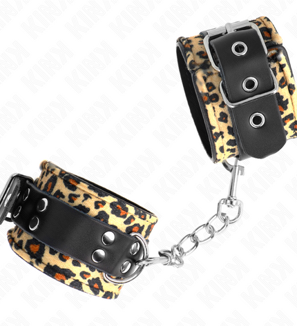 KINK - RETENUE-POIGNET EN CUIR VRAI LÉOPARD RÉGLABLE 18-29 CM X 5,5 CM by KINK WRIST RESTRAINT
