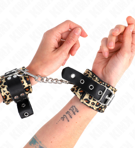 KINK - RETENUE-POIGNET EN CUIR VRAI LÉOPARD RÉGLABLE 18-29 CM X 5,5 CM by KINK WRIST RESTRAINT