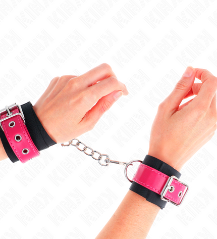 KINK - APPUI-POIGNETS EN NYLON NOIR AVEC CEINTURE EN CUIRETTE ROSE FRAMBOISE AJUSTABLE 19-29 CM X 5,1 CM by KINK WRIST RESTRAINT
