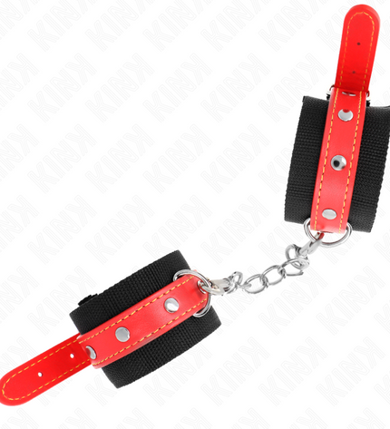 KINK - APPUI-POIGNETS EN NYLON NOIR AVEC CUIR ROUGE AJUSTABLE 19-24 CM X 5,5 CM by KINK WRIST RESTRAINT
