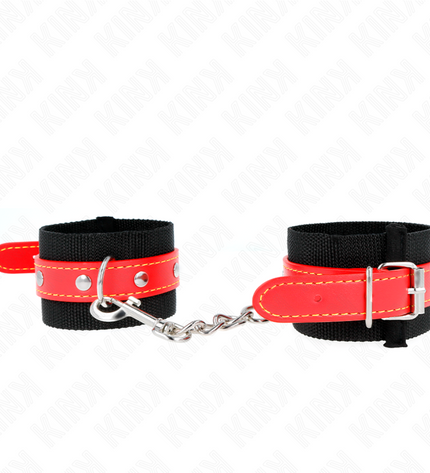 KINK - APPUI-POIGNETS EN NYLON NOIR AVEC CUIR ROUGE AJUSTABLE 19-24 CM X 5,5 CM by KINK WRIST RESTRAINT