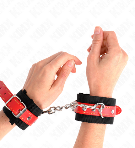 KINK - APPUI-POIGNETS EN NYLON NOIR AVEC CUIR ROUGE AJUSTABLE 19-24 CM X 5,5 CM by KINK WRIST RESTRAINT