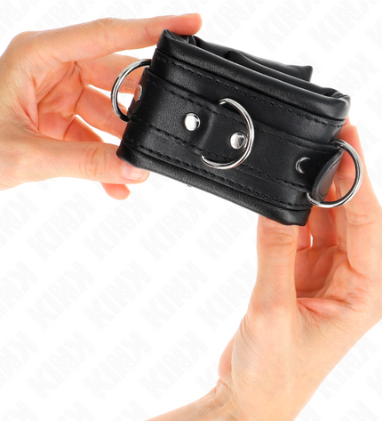KINK - APPUI-POIGNETS LOURDS DOUBLÉS DE FOURRURE NOIRE RÉGLABLES 20-30 CM X 6 CM by KINK WRIST RESTRAINT