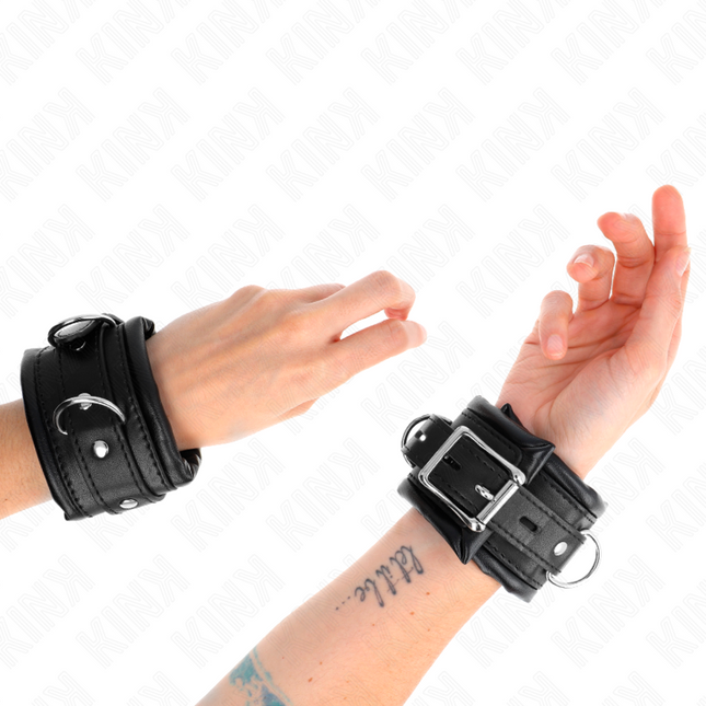 KINK - APPUI-POIGNETS LOURDS DOUBLÉS DE FOURRURE NOIRE RÉGLABLES 20-30 CM X 6 CM by KINK WRIST RESTRAINT