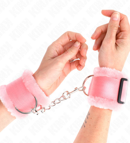 KINK - APPUI-POIGNETS DOUBLÉS DE FOURRURE ROSE RÉGLABLE 17-31 CM X 7 CM by KINK WRIST RESTRAINT