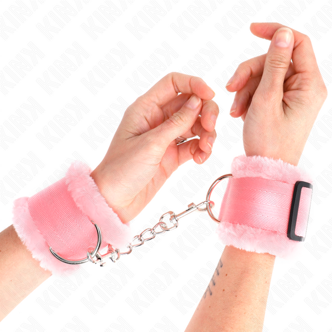KINK - APPUI-POIGNETS DOUBLÉS DE FOURRURE ROSE RÉGLABLE 17-31 CM X 7 CM by KINK WRIST RESTRAINT