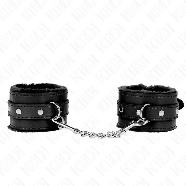 KINK - APPUI-POIGNETS DOUBLÉS DE FOURRURE PREMIUM NOIR AVEC CEINTURE NOIRE RÉGLABLE 17-29 CM X 6 CM by KINK WRIST RESTRAINT