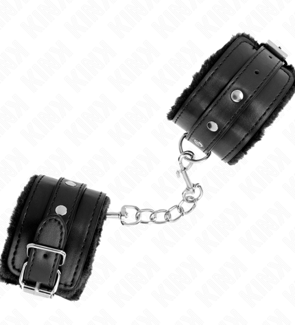 KINK - APPUI-POIGNETS DOUBLÉS DE FOURRURE PREMIUM NOIR AVEC CEINTURE NOIRE RÉGLABLE 17-29 CM X 6 CM by KINK WRIST RESTRAINT