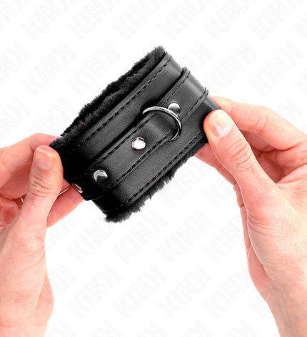 KINK - APPUI-POIGNETS DOUBLÉS DE FOURRURE PREMIUM NOIR AVEC CEINTURE NOIRE RÉGLABLE 17-29 CM X 6 CM by KINK WRIST RESTRAINT