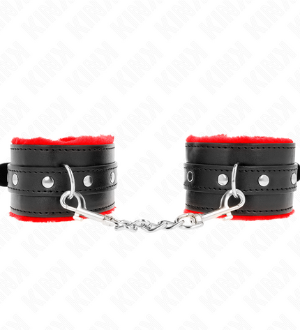 KINK - APPUI-POIGNETS DOUBLÉS DE FOURRURE PREMIUM ROUGE AVEC CEINTURE NOIRE RÉGLABLE 17-29 CM X 6 CM by KINK WRIST RESTRAINT