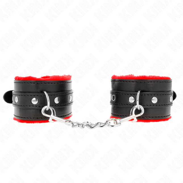 KINK - APPUI-POIGNETS DOUBLÉS DE FOURRURE PREMIUM ROUGE AVEC CEINTURE NOIRE RÉGLABLE 17-29 CM X 6 CM by KINK WRIST RESTRAINT