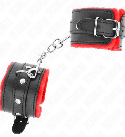 KINK - APPUI-POIGNETS DOUBLÉS DE FOURRURE PREMIUM ROUGE AVEC CEINTURE NOIRE RÉGLABLE 17-29 CM X 6 CM by KINK WRIST RESTRAINT