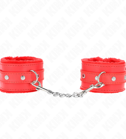 KINK - APPUI-POIGNETS DOUBLÉS DE FOURRURE PREMIUM ROUGE AVEC CEINTURE ROUGE RÉGLABLE 17-29 CM X 6 CM by KINK WRIST RESTRAINT