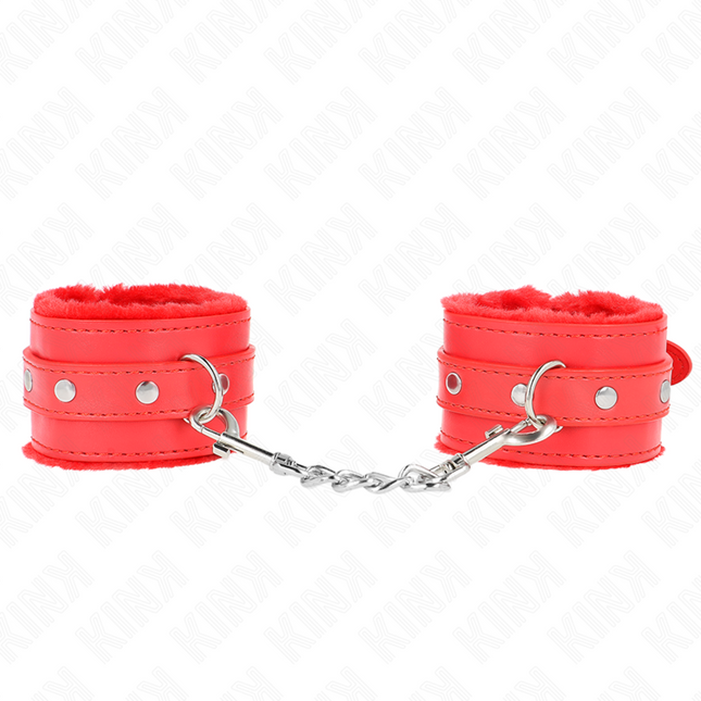 KINK - APPUI-POIGNETS DOUBLÉS DE FOURRURE PREMIUM ROUGE AVEC CEINTURE ROUGE RÉGLABLE 17-29 CM X 6 CM by KINK WRIST RESTRAINT