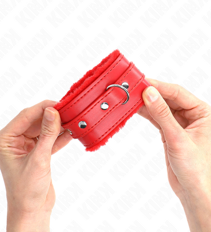 KINK - APPUI-POIGNETS DOUBLÉS DE FOURRURE PREMIUM ROUGE AVEC CEINTURE ROUGE RÉGLABLE 17-29 CM X 6 CM by KINK WRIST RESTRAINT