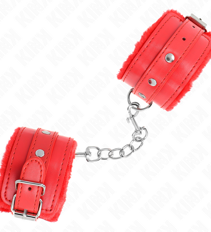 KINK - APPUI-POIGNETS DOUBLÉS DE FOURRURE PREMIUM ROUGE AVEC CEINTURE ROUGE RÉGLABLE 17-29 CM X 6 CM by KINK WRIST RESTRAINT