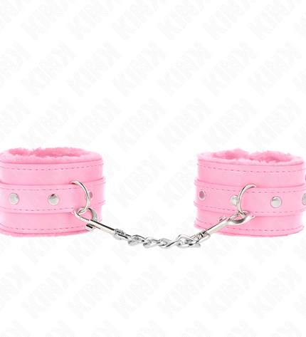 KINK - APPUI-POIGNETS DOUBLÉS DE FOURRURE PREMIUM ROSE AVEC CEINTURE ROSE RÉGLABLE 17-29 CM X 6 CM by KINK WRIST RESTRAINT