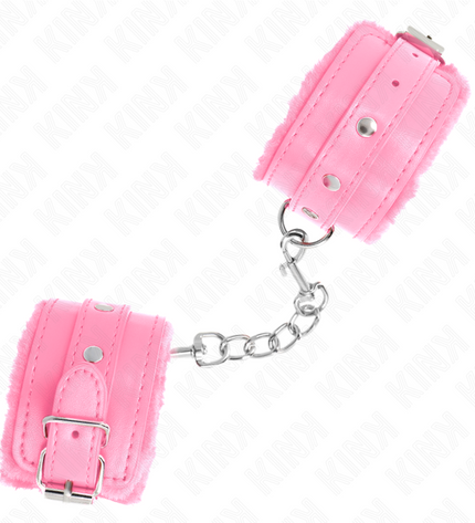 KINK - APPUI-POIGNETS DOUBLÉS DE FOURRURE PREMIUM ROSE AVEC CEINTURE ROSE RÉGLABLE 17-29 CM X 6 CM by KINK WRIST RESTRAINT