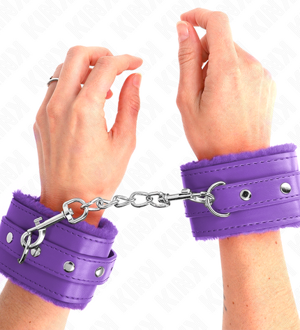 KINK - APPUI-POIGNETS DOUBLÉS DE FOURRURE PREMIUM VIOLET AVEC CEINTURE VIOLET AJUSTABLE 17-29 CM X 6 CM by KINK WRIST RESTRAINT