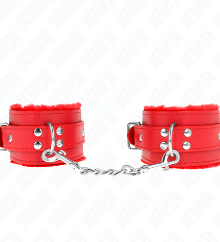 KINK - APPUI-POIGNETS DOUBLÉS DE FOURRURE ROUGE AVEC CEINTURE ROUGE RÉGLABLE 17-29 CM X 6 CM by KINK WRIST RESTRAINT