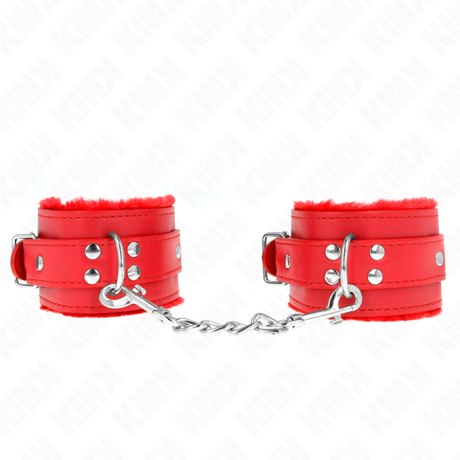 KINK - APPUI-POIGNETS DOUBLÉS DE FOURRURE ROUGE AVEC CEINTURE ROUGE RÉGLABLE 17-29 CM X 6 CM by KINK WRIST RESTRAINT