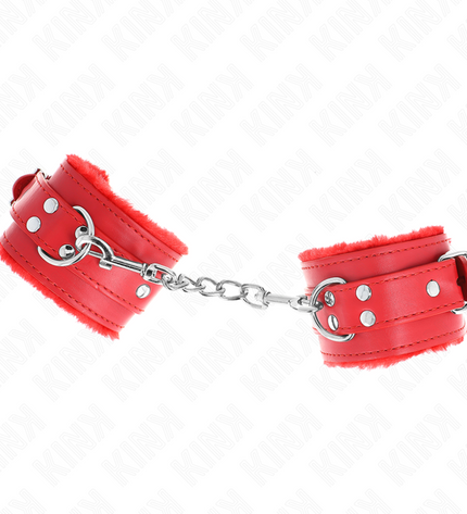 KINK - APPUI-POIGNETS DOUBLÉS DE FOURRURE ROUGE AVEC CEINTURE ROUGE RÉGLABLE 17-29 CM X 6 CM by KINK WRIST RESTRAINT