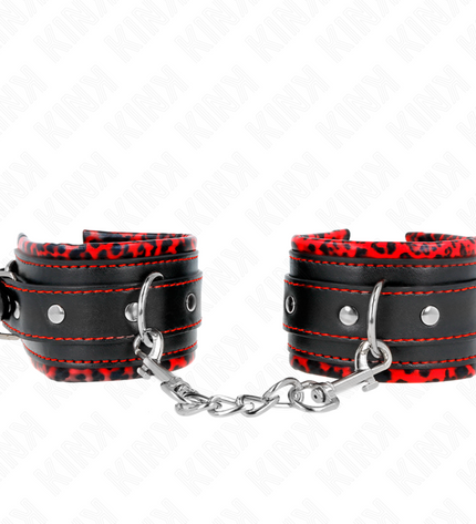 KINK - APPUI-POIGNETS DOUBLÉS DE FOURRURE ROUGE / NOIR RÉGLABLE 17-29 CM X 6 CM by KINK WRIST RESTRAINT
