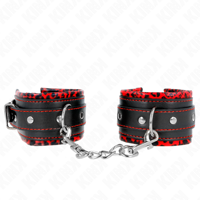 KINK - APPUI-POIGNETS DOUBLÉS DE FOURRURE ROUGE / NOIR RÉGLABLE 17-29 CM X 6 CM by KINK WRIST RESTRAINT