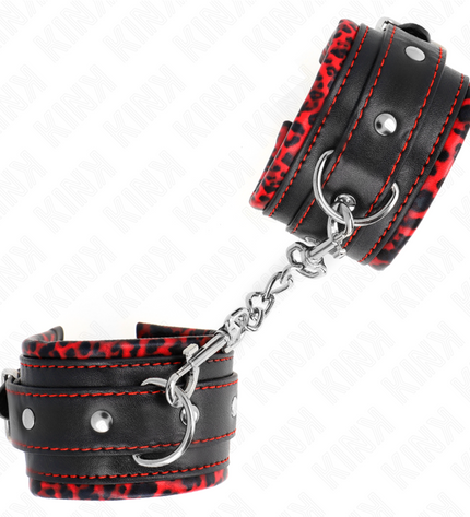 KINK - APPUI-POIGNETS DOUBLÉS DE FOURRURE ROUGE / NOIR RÉGLABLE 17-29 CM X 6 CM by KINK WRIST RESTRAINT