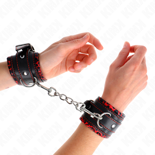 KINK - APPUI-POIGNETS DOUBLÉS DE FOURRURE ROUGE / NOIR RÉGLABLE 17-29 CM X 6 CM by KINK WRIST RESTRAINT