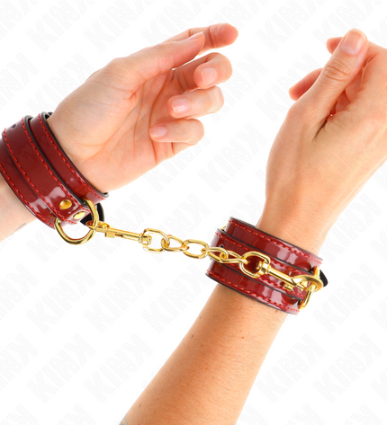KINK - POIGNETS JOANNA ANGEL ROUGE AJUSTABLES AVEC CHAÎNE OR 16,5-26 CM X 4 CM by KINK WRIST RESTRAINT