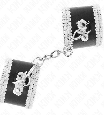 KINK - APPUI-POIGNETS NOIR AVEC DENTELLE DÉCORÉE BLANCHE RÉGLABLE 20-23 CM X 5,5 CM by KINK WRIST RESTRAINT