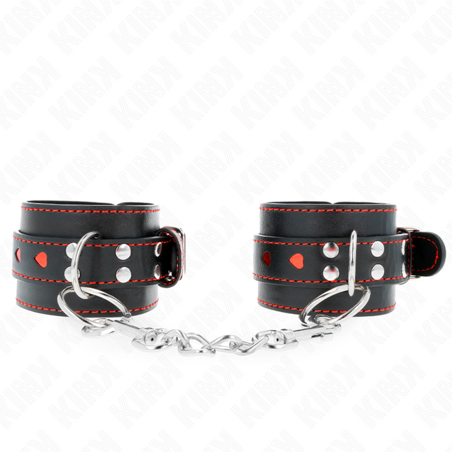 KINK - APPUI-POIGNETS NOIR AVEC INCRUSTATION COEUR ROUGE RÉGLABLE 21-28 CM X 5,5 CM by KINK WRIST RESTRAINT