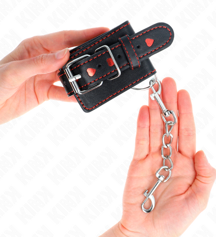 KINK - APPUI-POIGNETS NOIR AVEC INCRUSTATION COEUR ROUGE RÉGLABLE 21-28 CM X 5,5 CM by KINK WRIST RESTRAINT