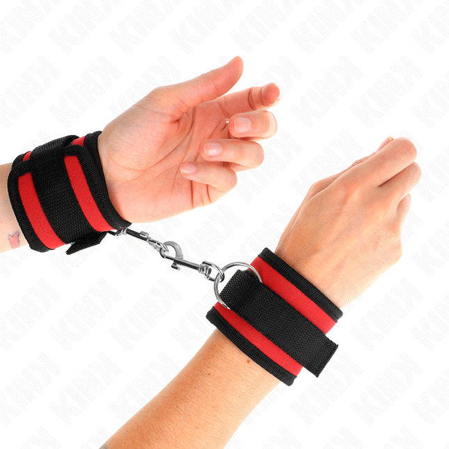 KINK - APPAREILS-POIGNETS À CROCHET ET BOUCLE EN NYLON ROUGE-NOIR MODÈLE 2 RÉGLABLE 18-35 CM X 6 CM by KINK WRIST RESTRAINT