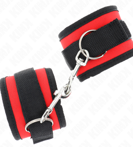 KINK - APPAREILS-POIGNETS À CROCHET ET BOUCLE EN NYLON ROUGE-NOIR MODÈLE 2 RÉGLABLE 18-35 CM X 6 CM by KINK WRIST RESTRAINT