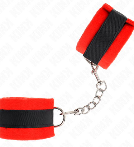 KINK - MANCHETTES DÉBUTANT EN FOURRURE NOIR-ROUGE 30 X 7 CM by KINK WRIST RESTRAINT