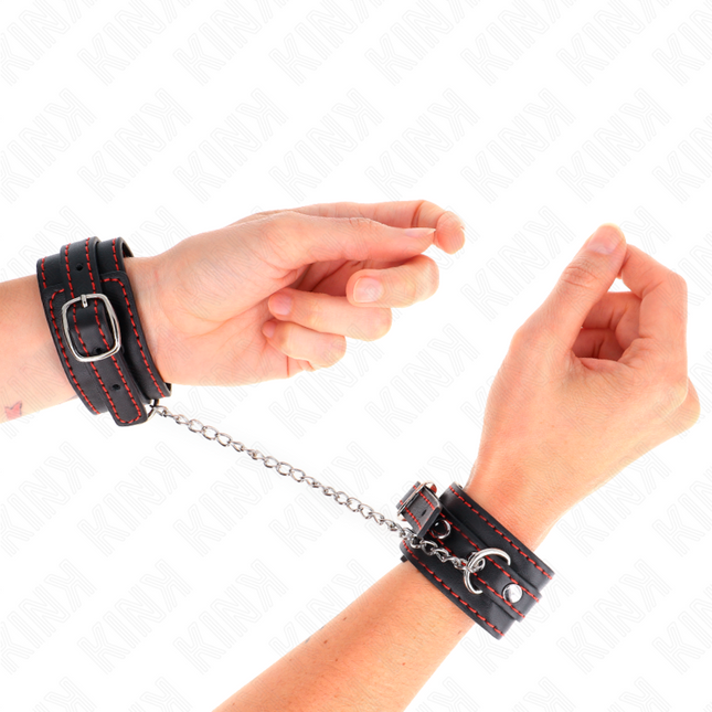 KINK - PETITES RETENUES-POIGNETS NOIRES AVEC DOUBLURE ROUGE RÉGLABLE 14-24 CM X 3,5 CM by KINK WRIST RESTRAINT