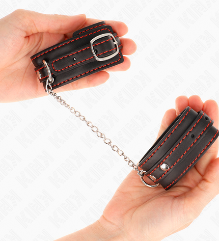 KINK - PETITES RETENUES-POIGNETS NOIRES AVEC DOUBLURE ROUGE RÉGLABLE 14-24 CM X 3,5 CM by KINK WRIST RESTRAINT