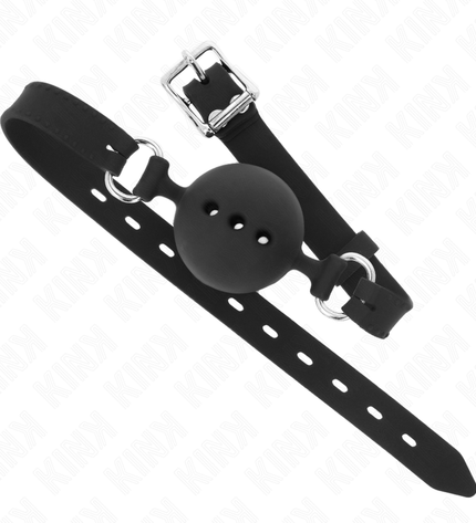 KINK - BÂTON ENTIEREMENT SILICONE 55 x 2 CM AVEC BOULE 4,5 CM TAILLE M NOIR AJUSTABLE 35-51 CM by KINK COLLAR & GAG