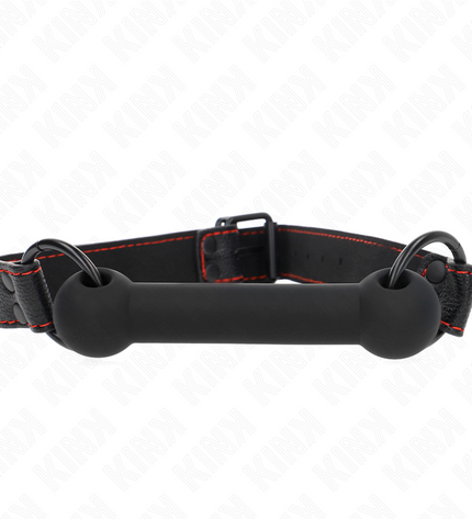 KINK - BONE BAG AVEC SANGLE EN CUIR NOIR AJUSTABLE 41-57 CM by KINK COLLAR & GAG