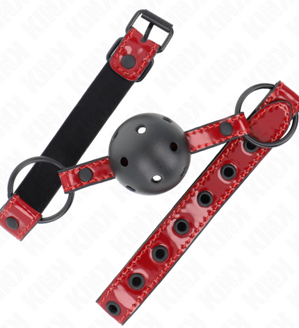 KINK - BOULE EN CUIR BRILLANT 4,5 CM BAG 63,5 X 2 CM AJUSTABLE 41 X 59 CM by KINK COLLAR & GAG