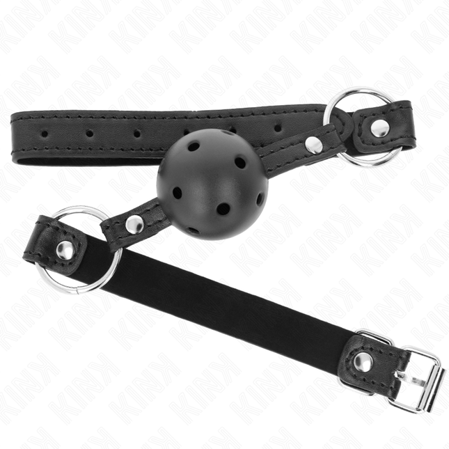 KINK - BOULE NOIRE CREUSE DURE 4,5 CM GAG MODÈLE 1 63,5 X 2 CM by KINK COLLAR & GAG