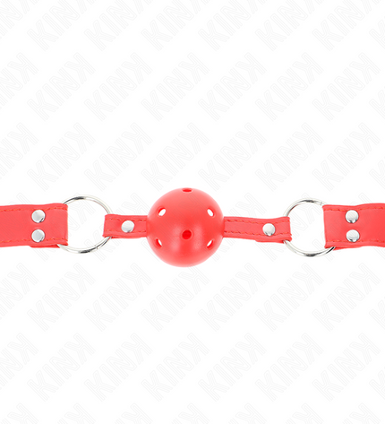 KINK - BÂILLON À BOULE DUR CREUX ROUGE COMPLET 62 x 2 CM by KINK COLLAR & GAG