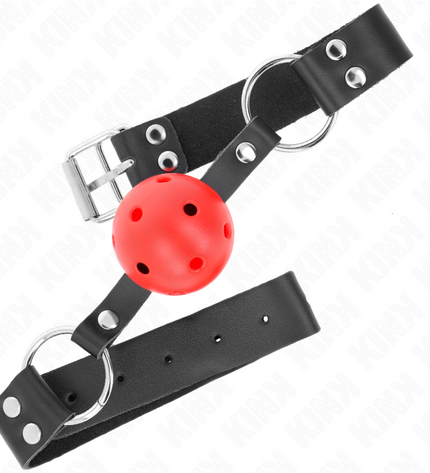 KINK - BALLE RESPIRANTE 4 CM BAG AVEC DOUBLE RIVET ROUGE 62,5 x 2,5 CM AJUSTABLE 42-58 CM by KINK COLLAR & GAG